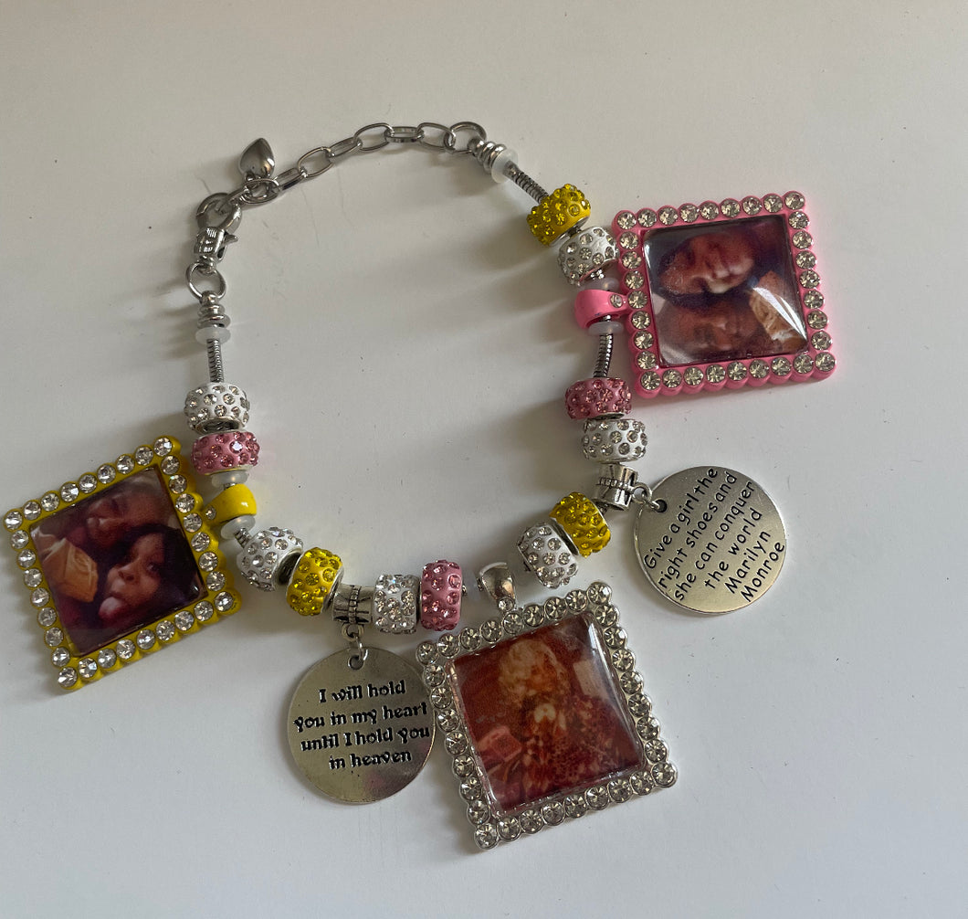 Custom Photo Charm Bracelet with 3 pictures